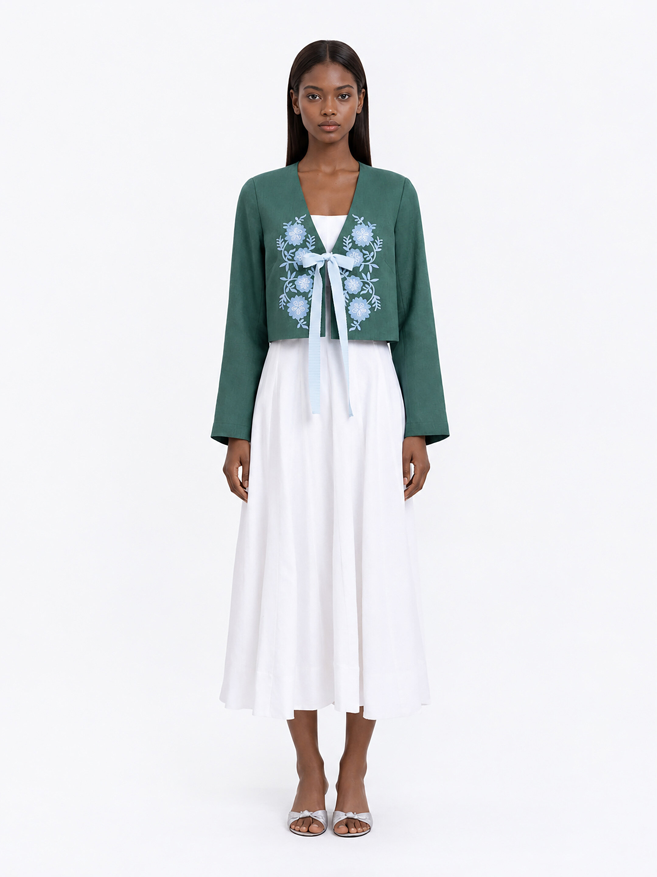 Linen embroidered jacket with ties  “Lakitka” Buy