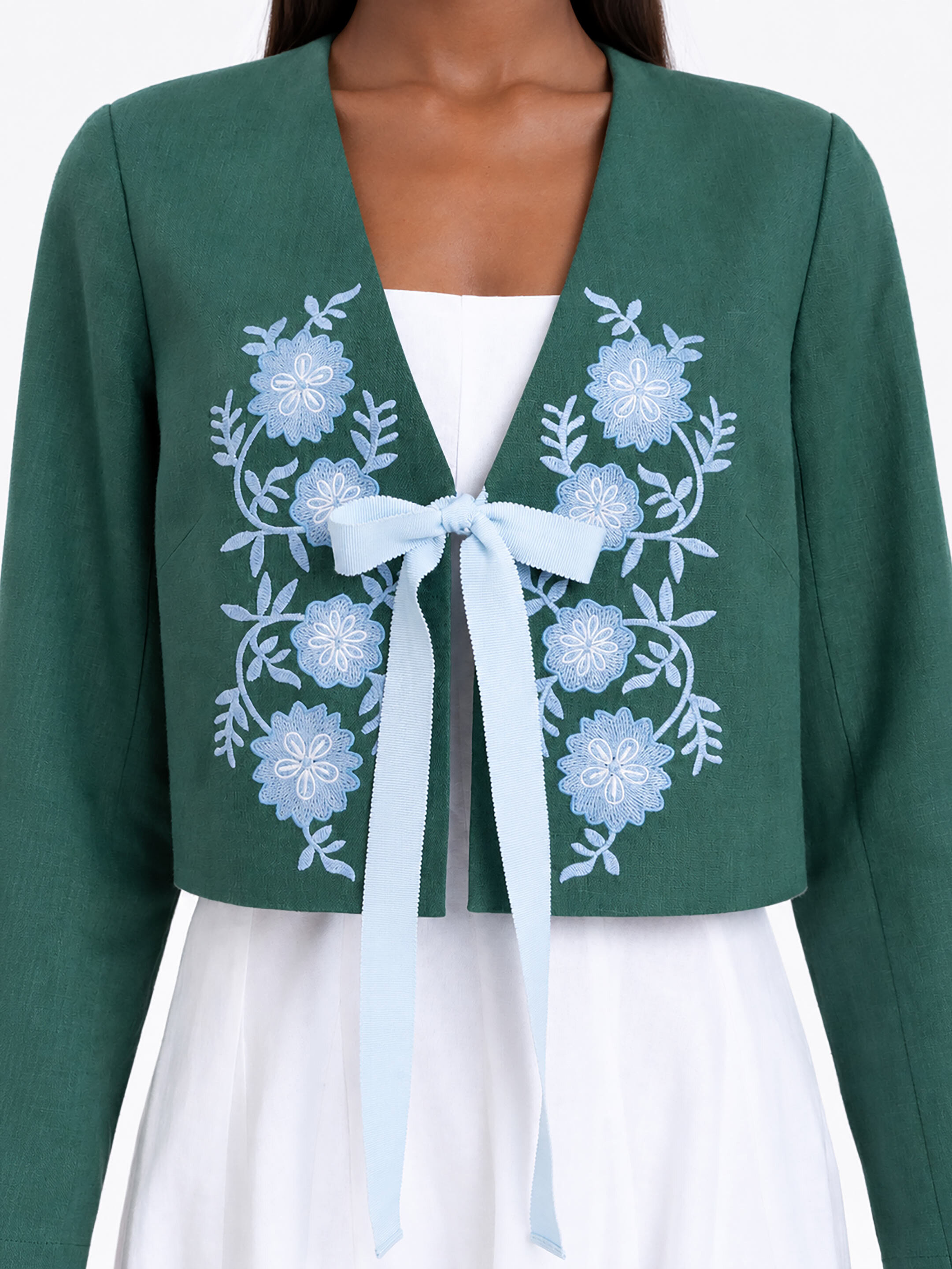 Linen embroidered jacket with ties  “Lakitka” cheap