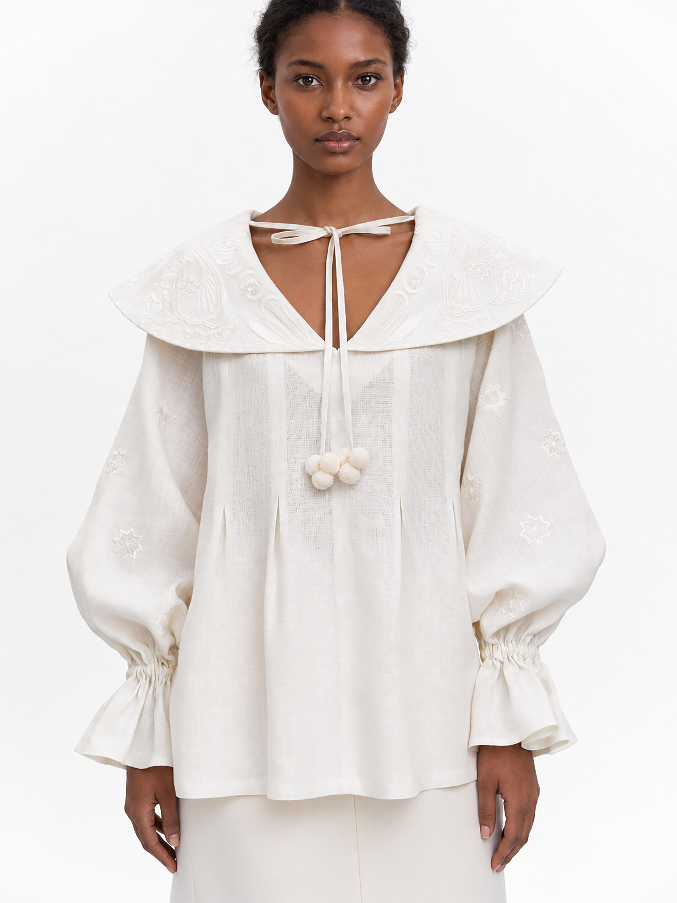 Milk white blouse Butterfly cheap