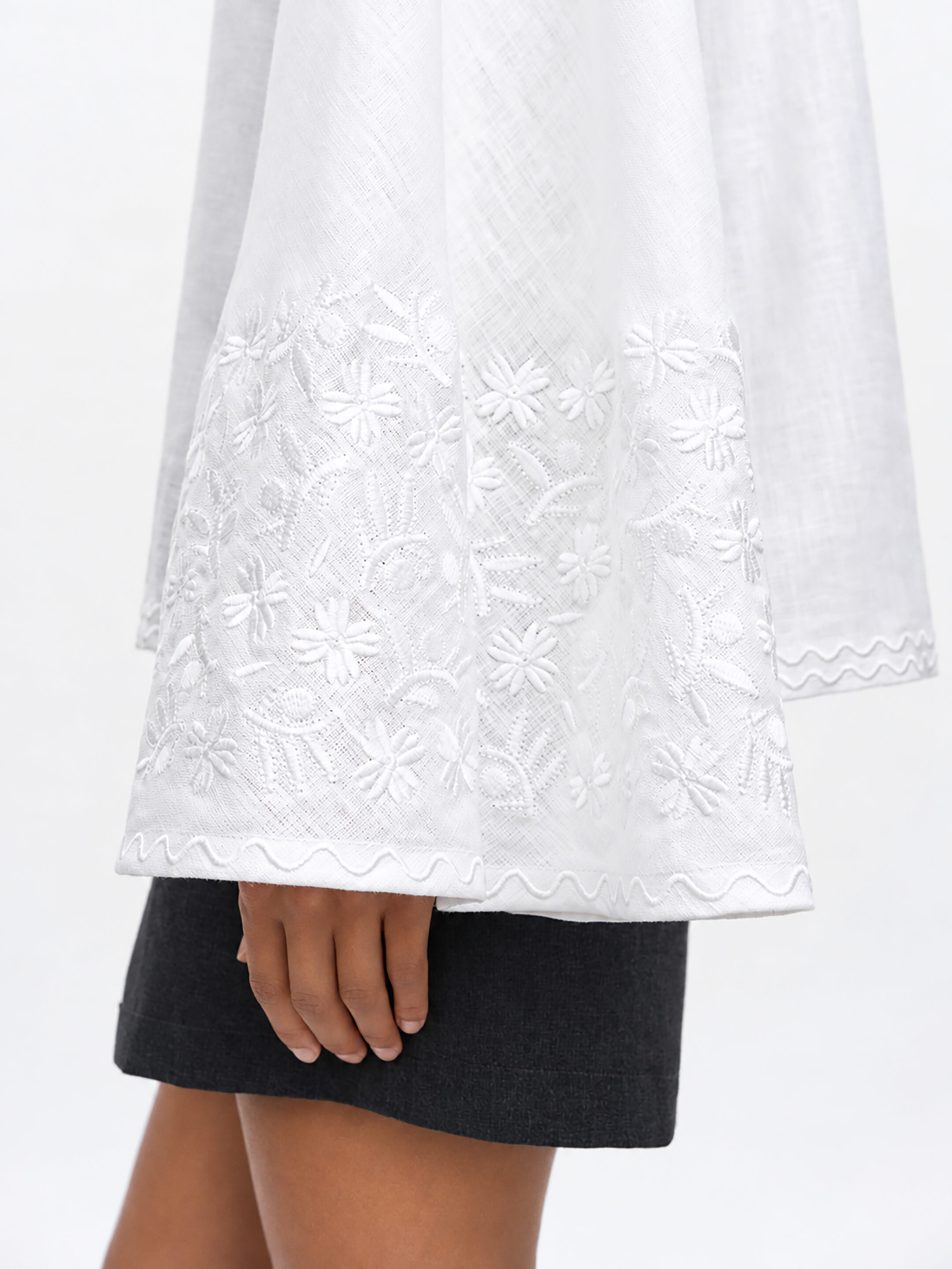 Linen blouse with wide sleeves and matching embroidery Teren Mono ціна