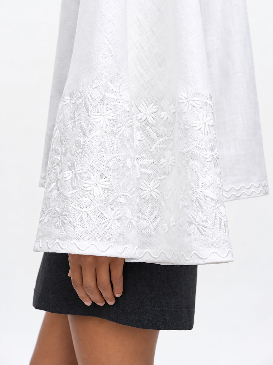 Linen blouse with wide sleeves and matching embroidery Teren Mono [0]