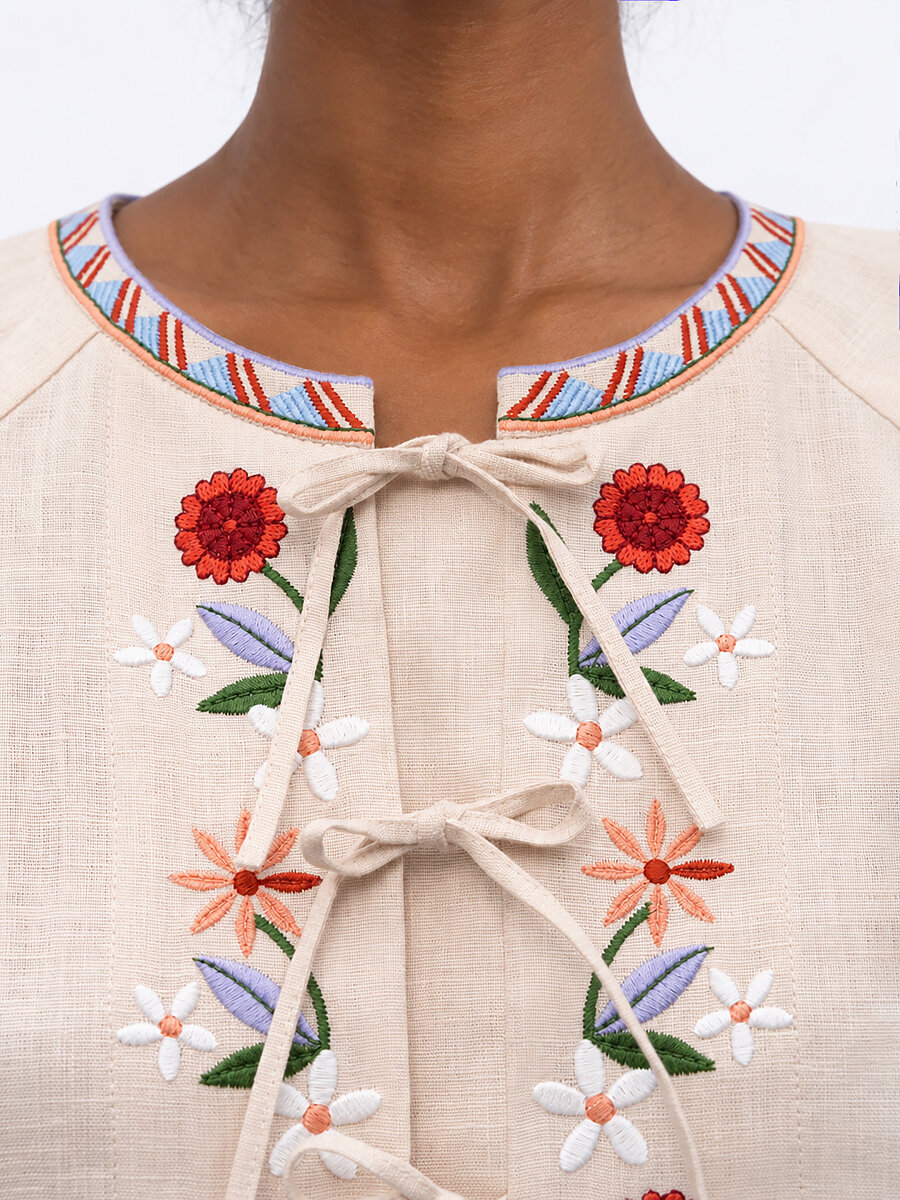 Women's embroidered blouse Apricot [0]