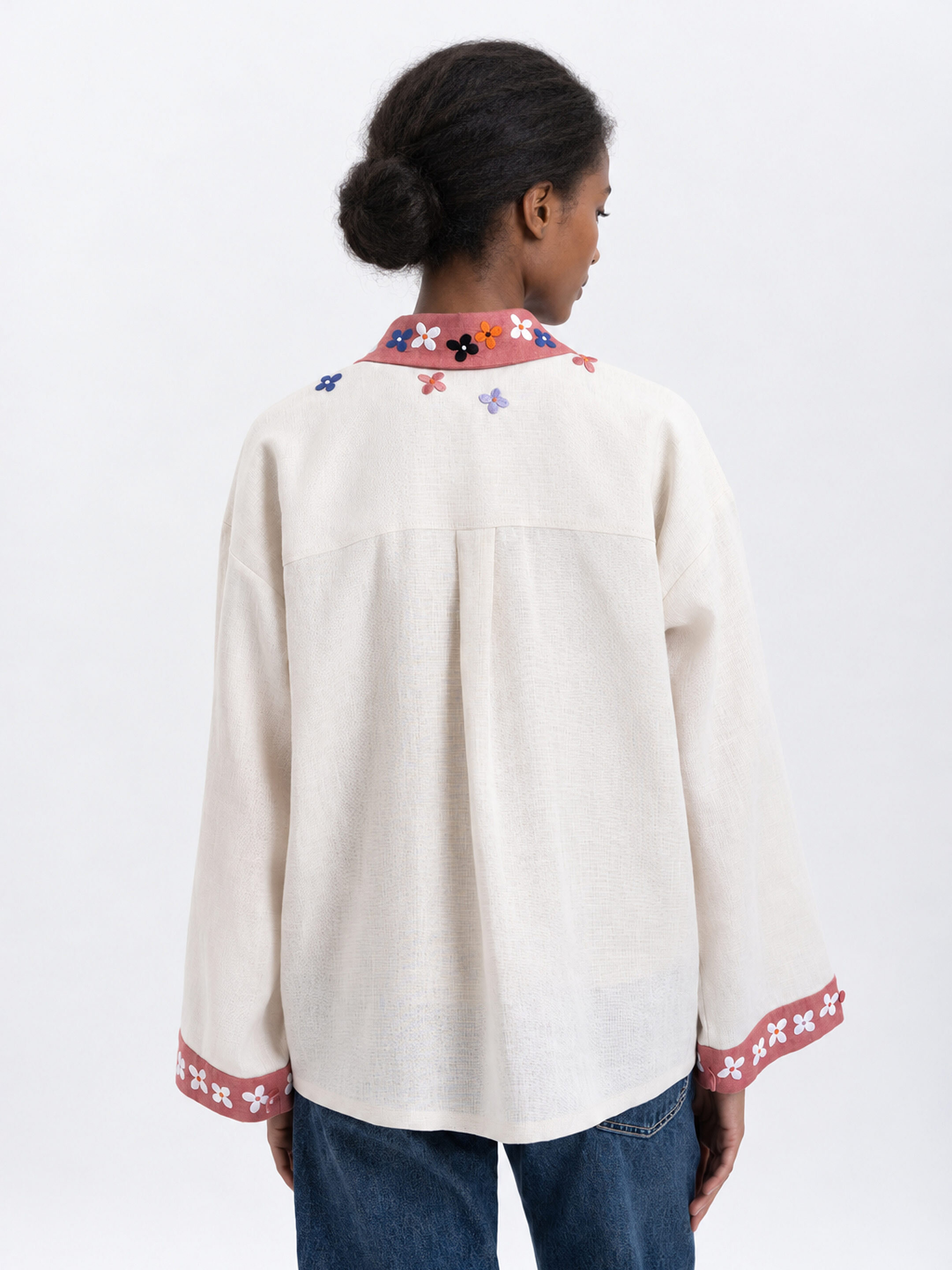 Women's shirt with an embroidered floral ornament "Rue" choose