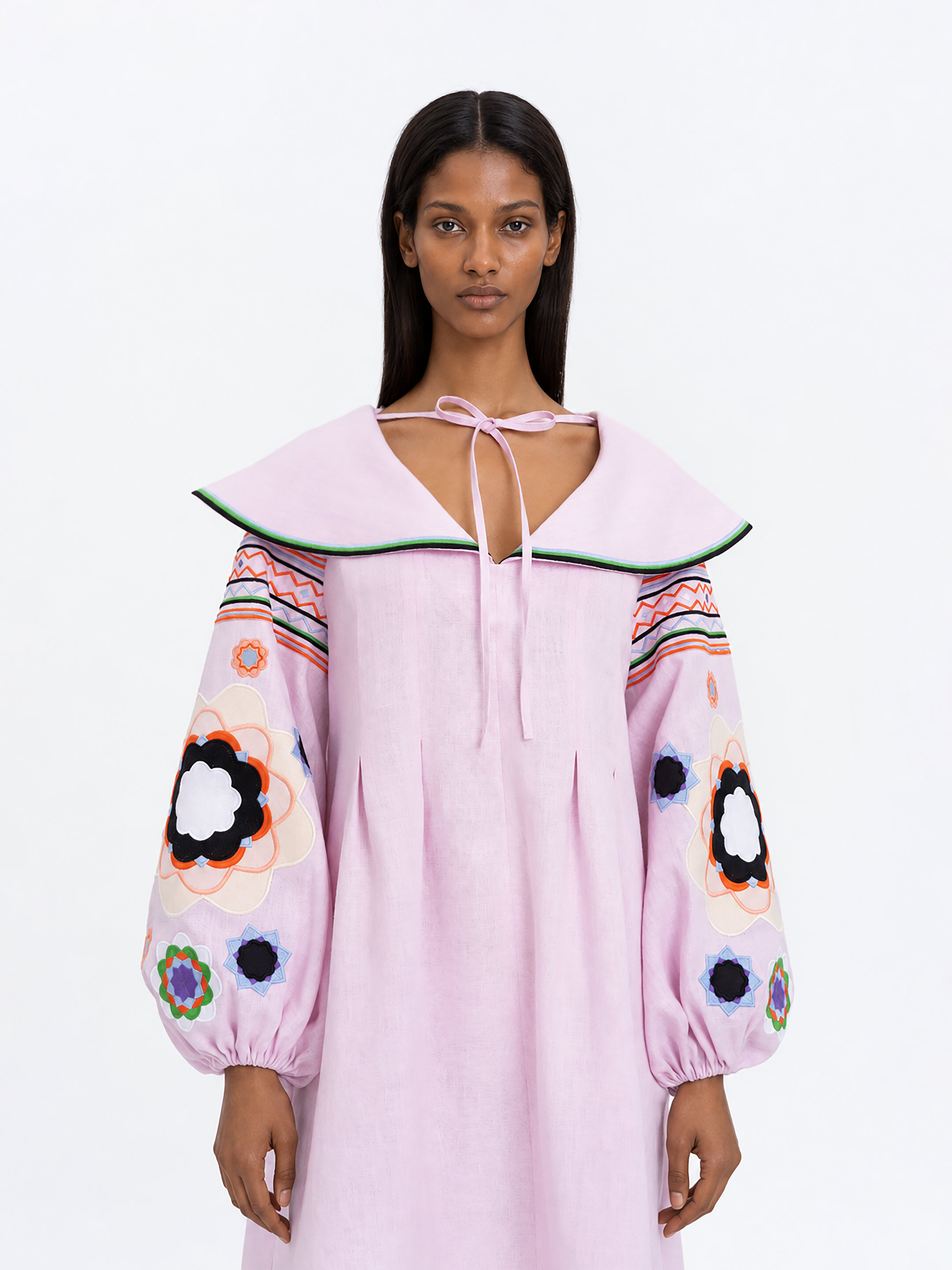 Embroidered dress with botanical motif  “Blush” cheap