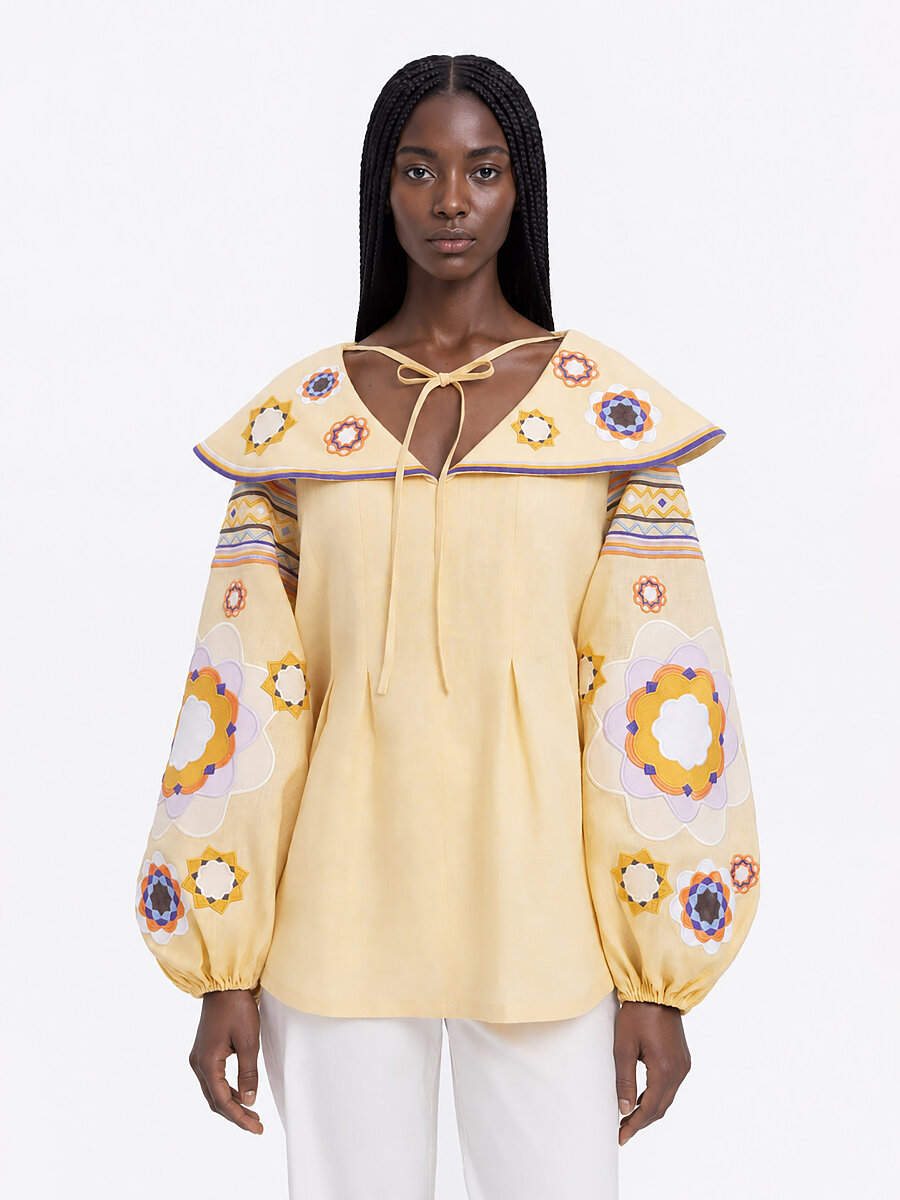 Linen embroidered shirt with botanical motif  “Linden” [0]