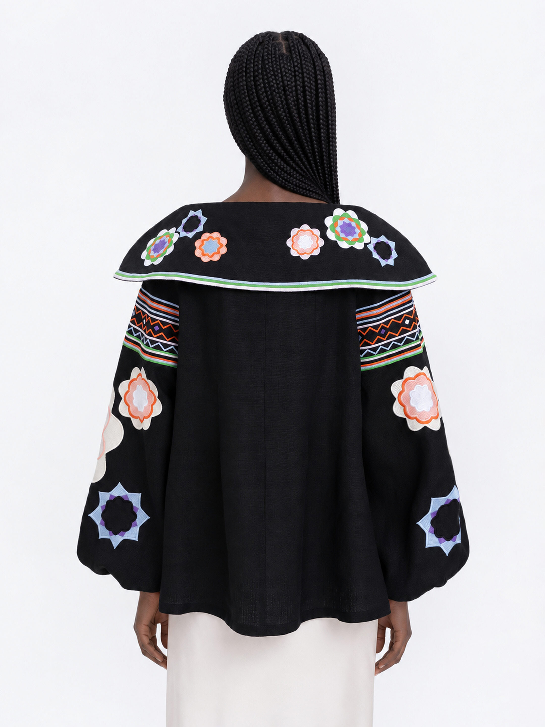 Black embroidered shirt  “Black Flower” choose