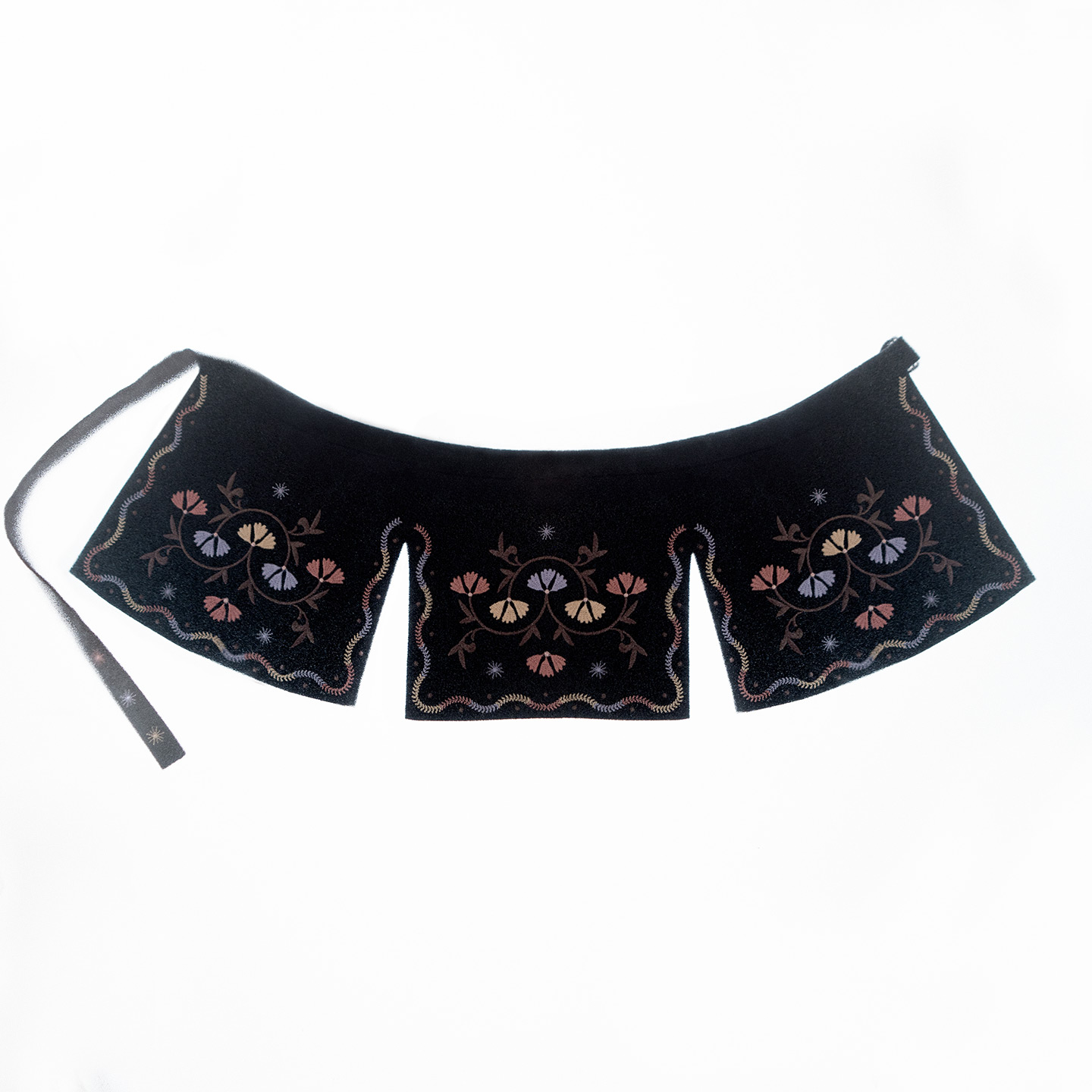 Black Linen Peplum Adorned with Colorful Embroidery «Polyn»