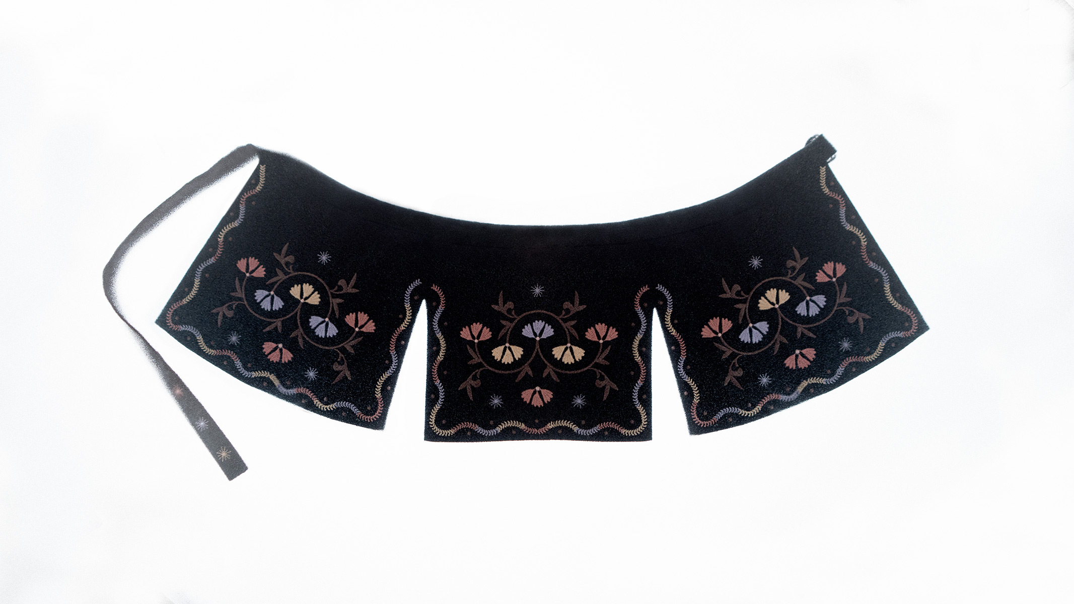 Black Linen Peplum Adorned with Colorful Embroidery «Polyn»