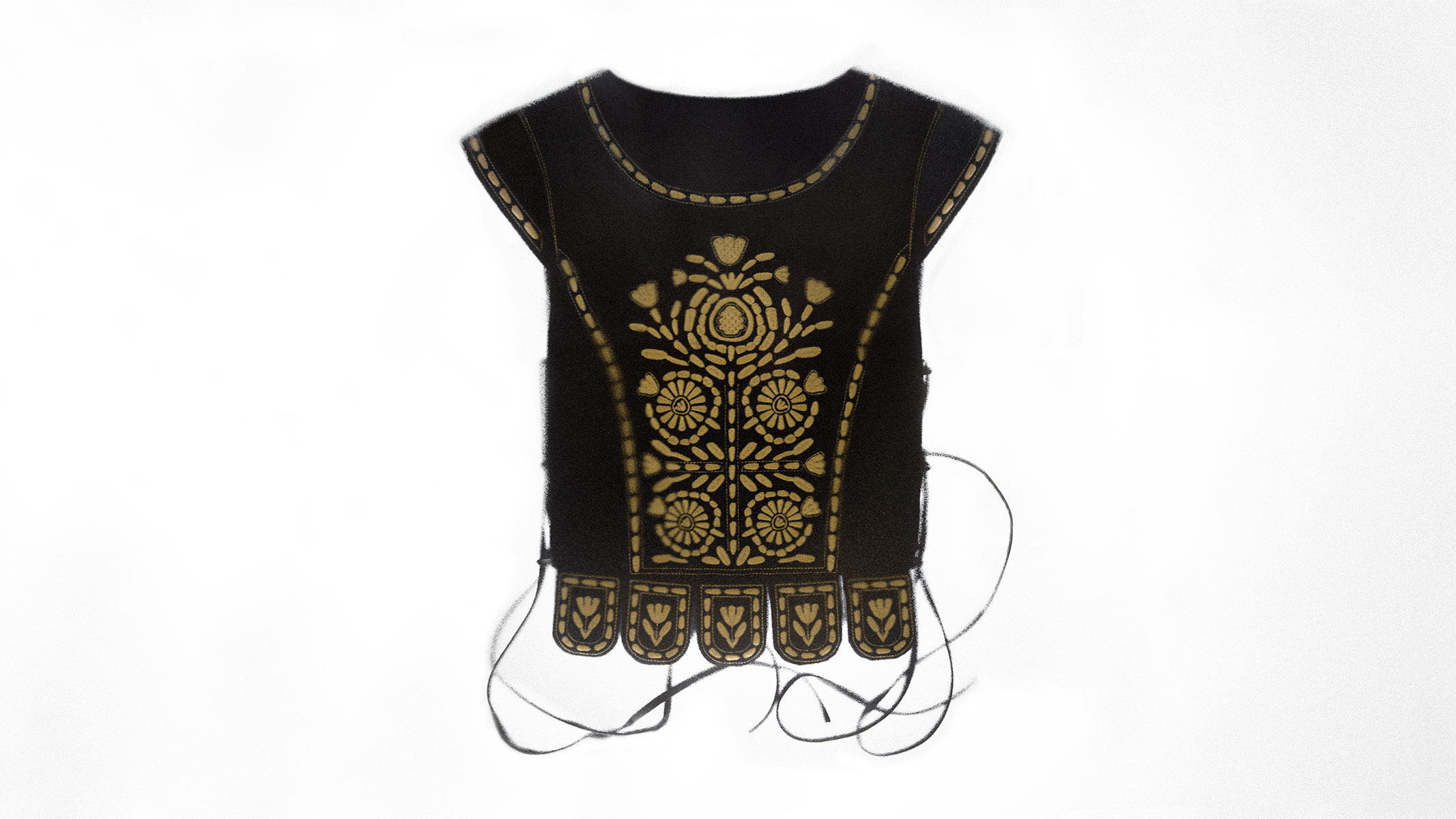 Black velvet vest with golden embroidery «Oksamyt»