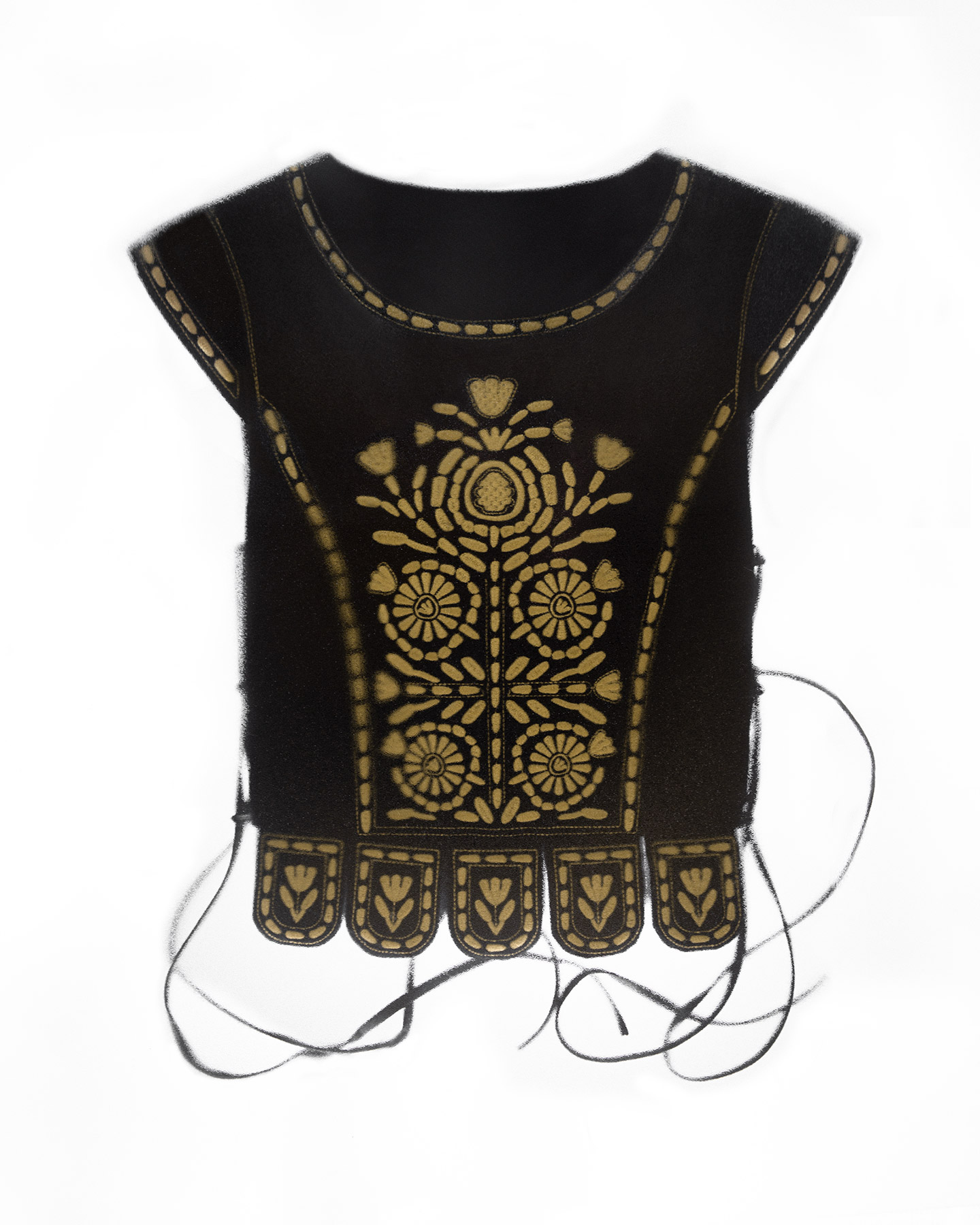 Black velvet vest with golden embroidery «Oksamyt»
